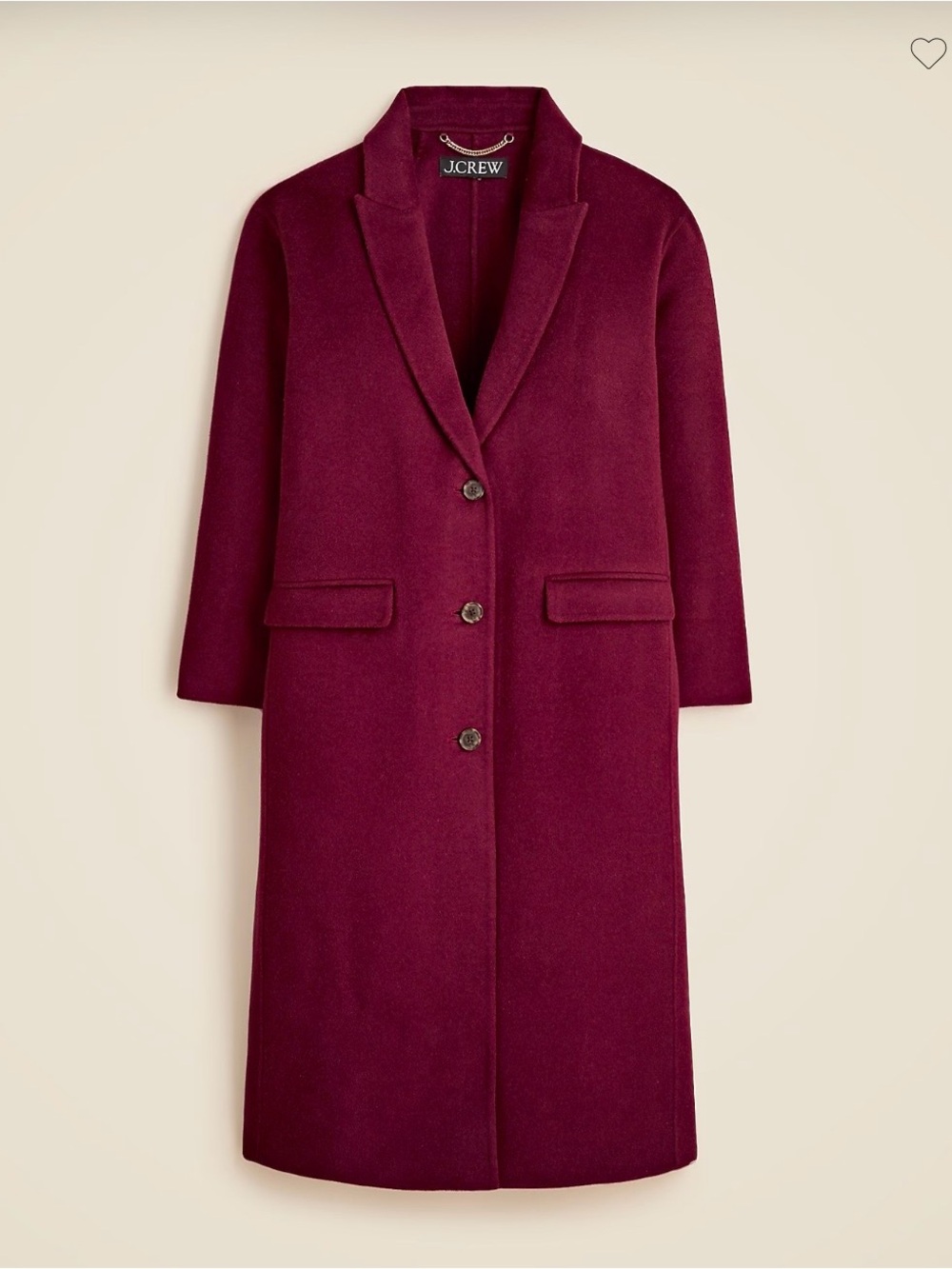 J. Crew Women's Burgundy Oversized Single-Breasted Wool Trench Coat